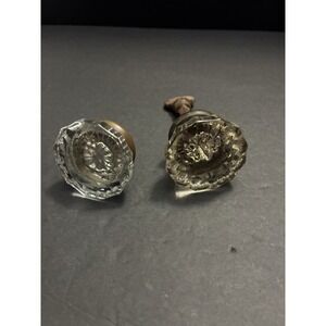 Lot Of 2 Vintage 12 Point Crystal Door Knobs Flawed